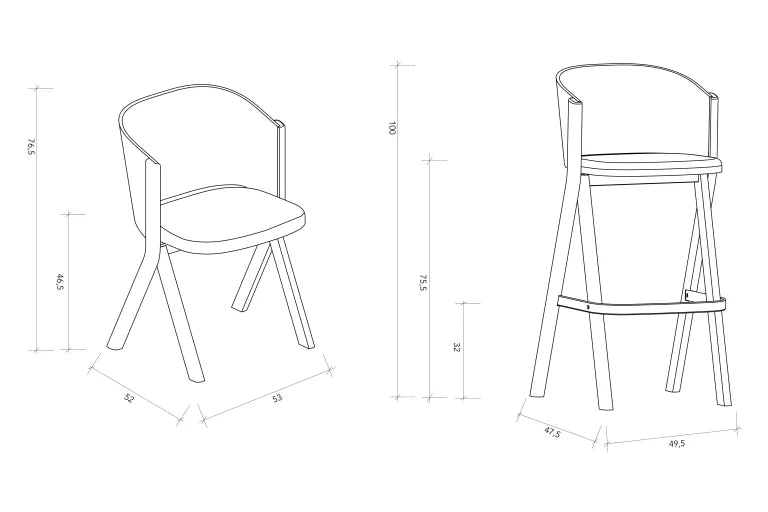 Scaun de Bar Banne Twigs, Negru