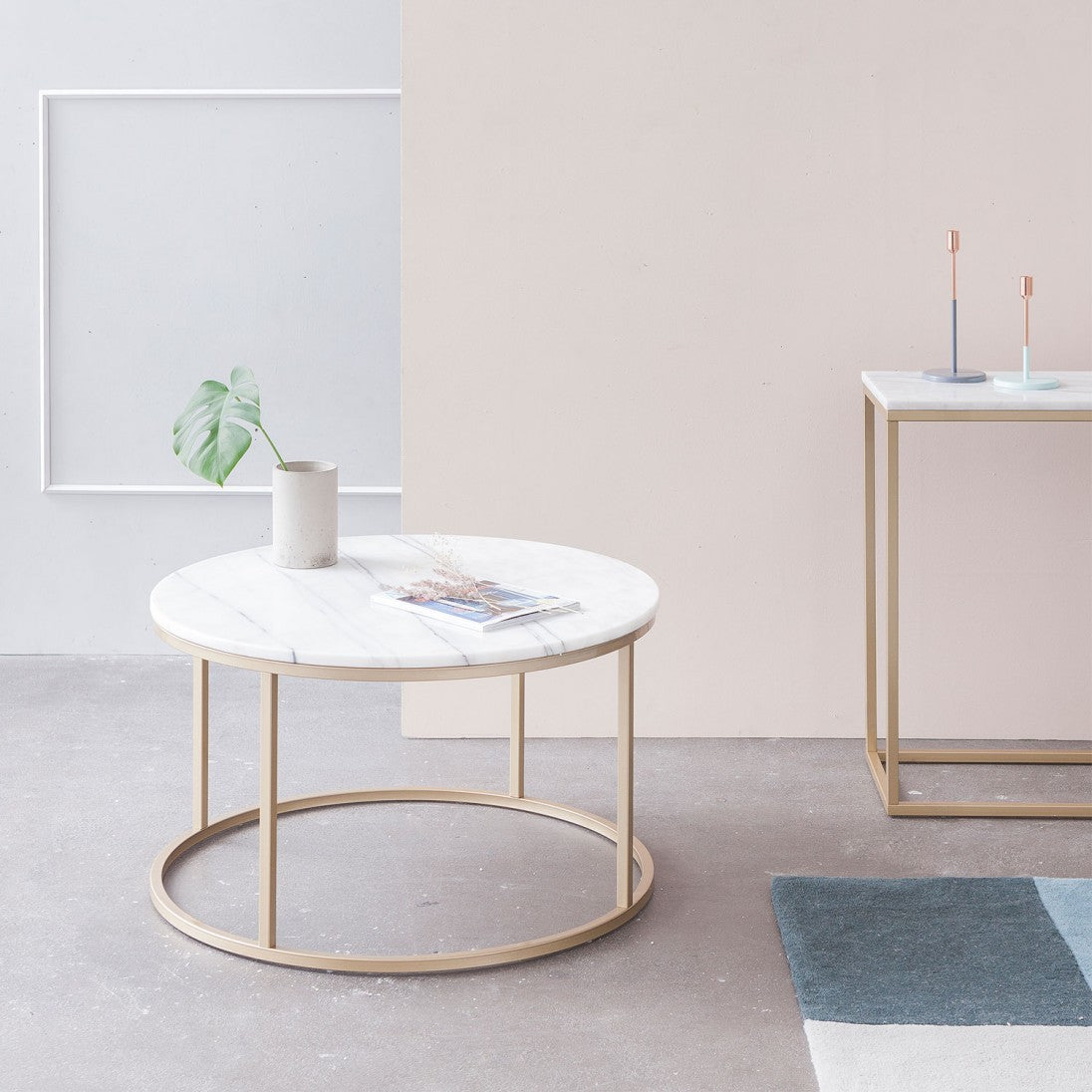 Masa Cafea Rotunda Gold Marble cu Ø 80 cm