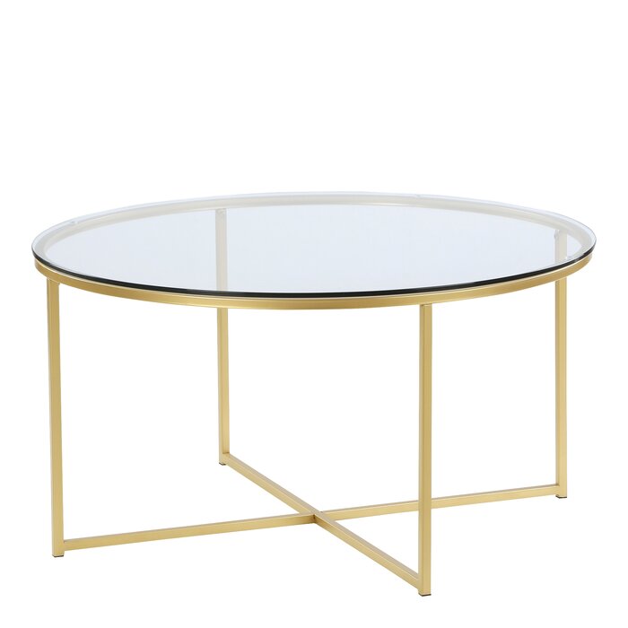 Masuta cafea rotunda cu blat de sticla cu Ø 91 cm