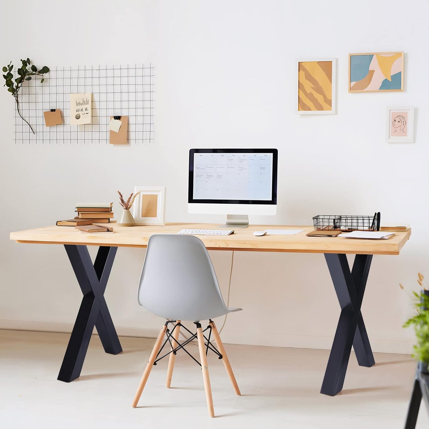 Set 2 picioare de masa din metal, in forma de x stil scandinav
