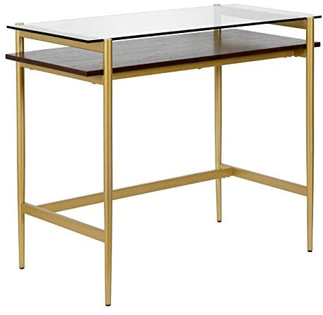 Birou cu blat de sticla Walnut