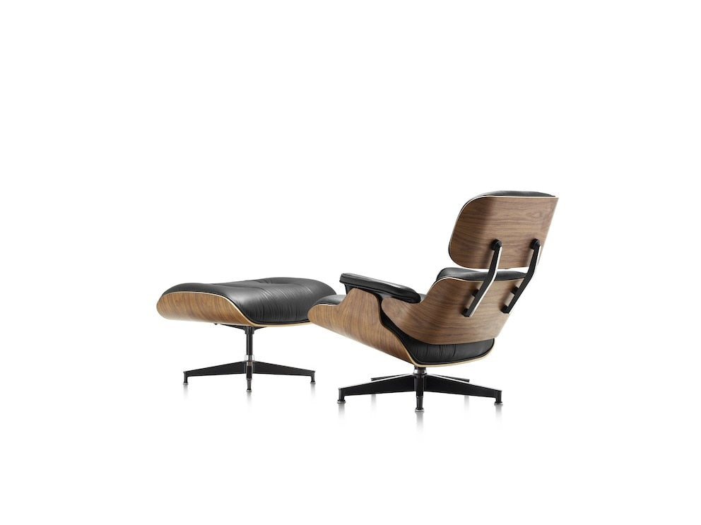 Scaun Classic cu taburet Charles Eames Lounge Chair Cu Piele Naturala Si Furnir