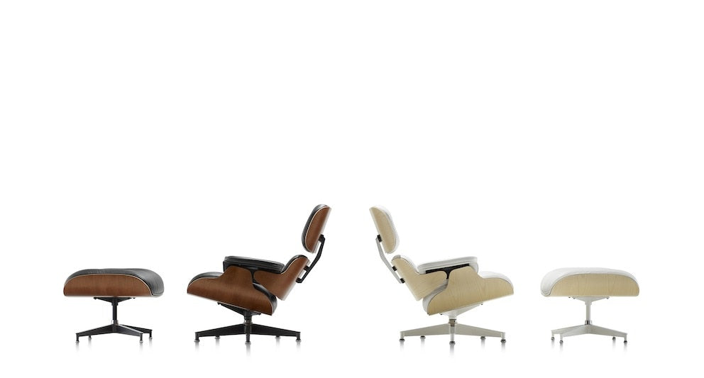 Scaun Classic cu taburet Charles Eames Lounge Chair Cu Piele Naturala Si Furnir
